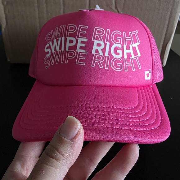 Bioworld Valentine's Day Swipe Right Pink‎ Foam Trucker Hat - Picture 4 of 6